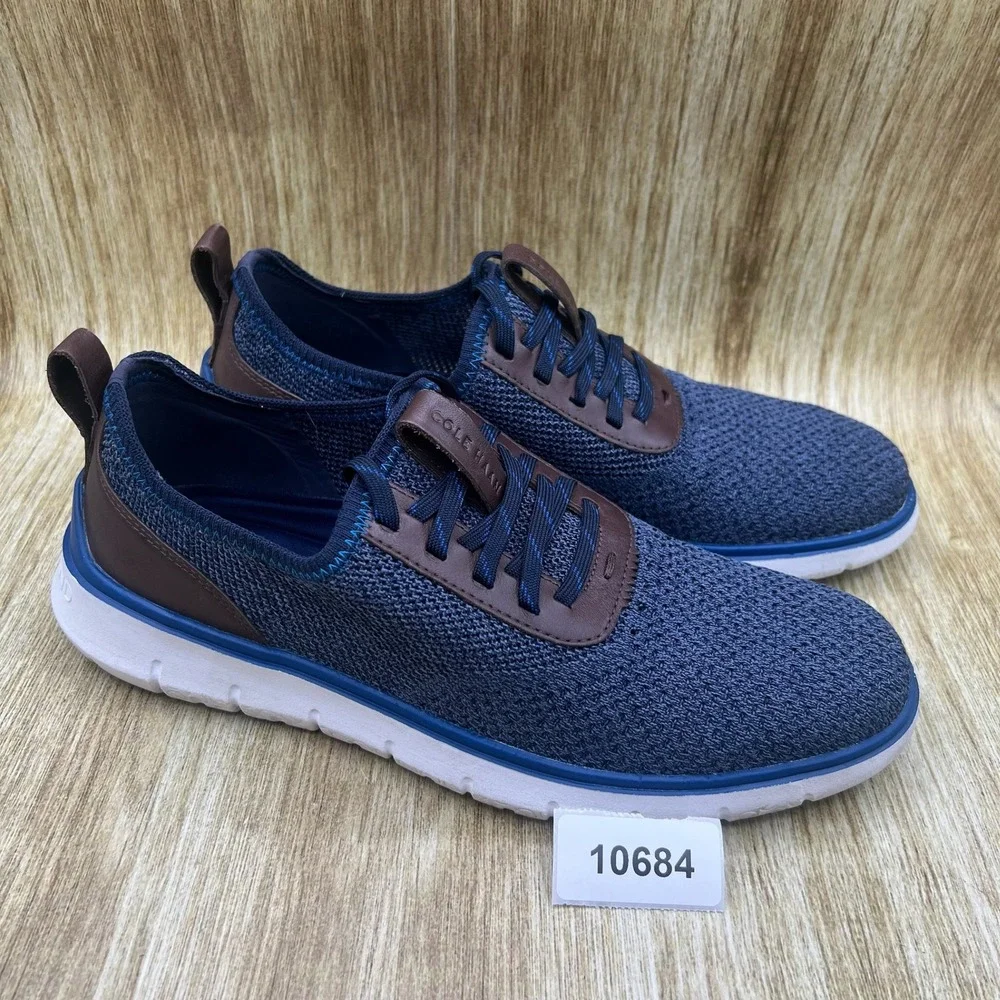 Cole Haan Generation Zerogrand Men's Size 10.5 Navy Blue Brown Knit C32048